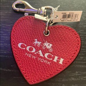 NWT Coach Red Solid Heart Key Clip Chain/Fob/Ring